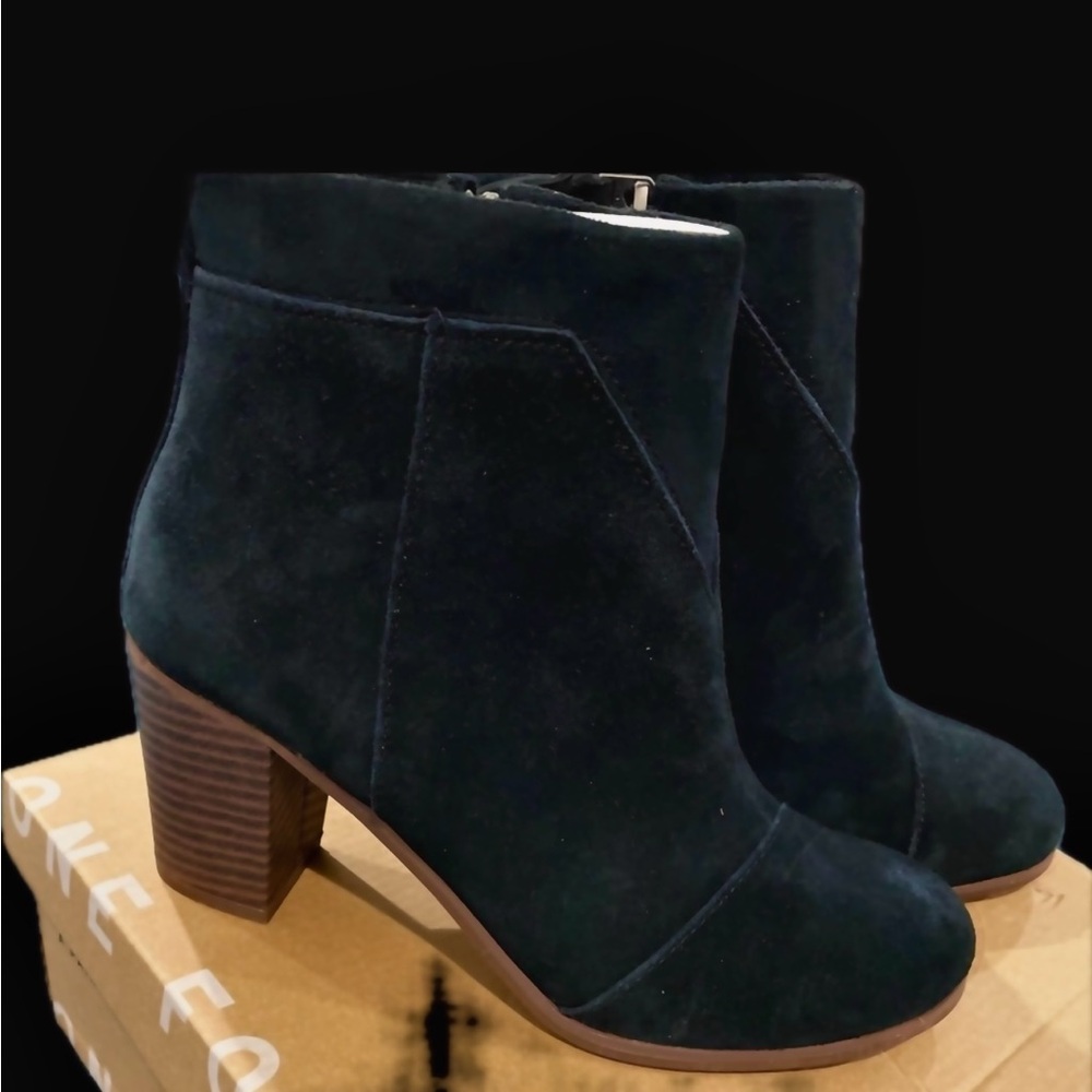 Toms Lunata Black Suede Booties (new | box) Authentic Women's Ankle Boots. (8)